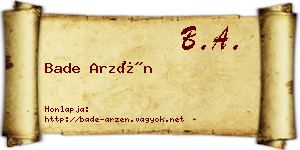 Bade Arzén névjegykártya